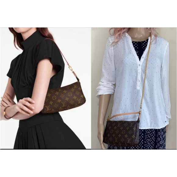 💕LOUIS VUITTON Pochette Accessoires Monogram Wristlet/Crossbody - Picture 2 of 16